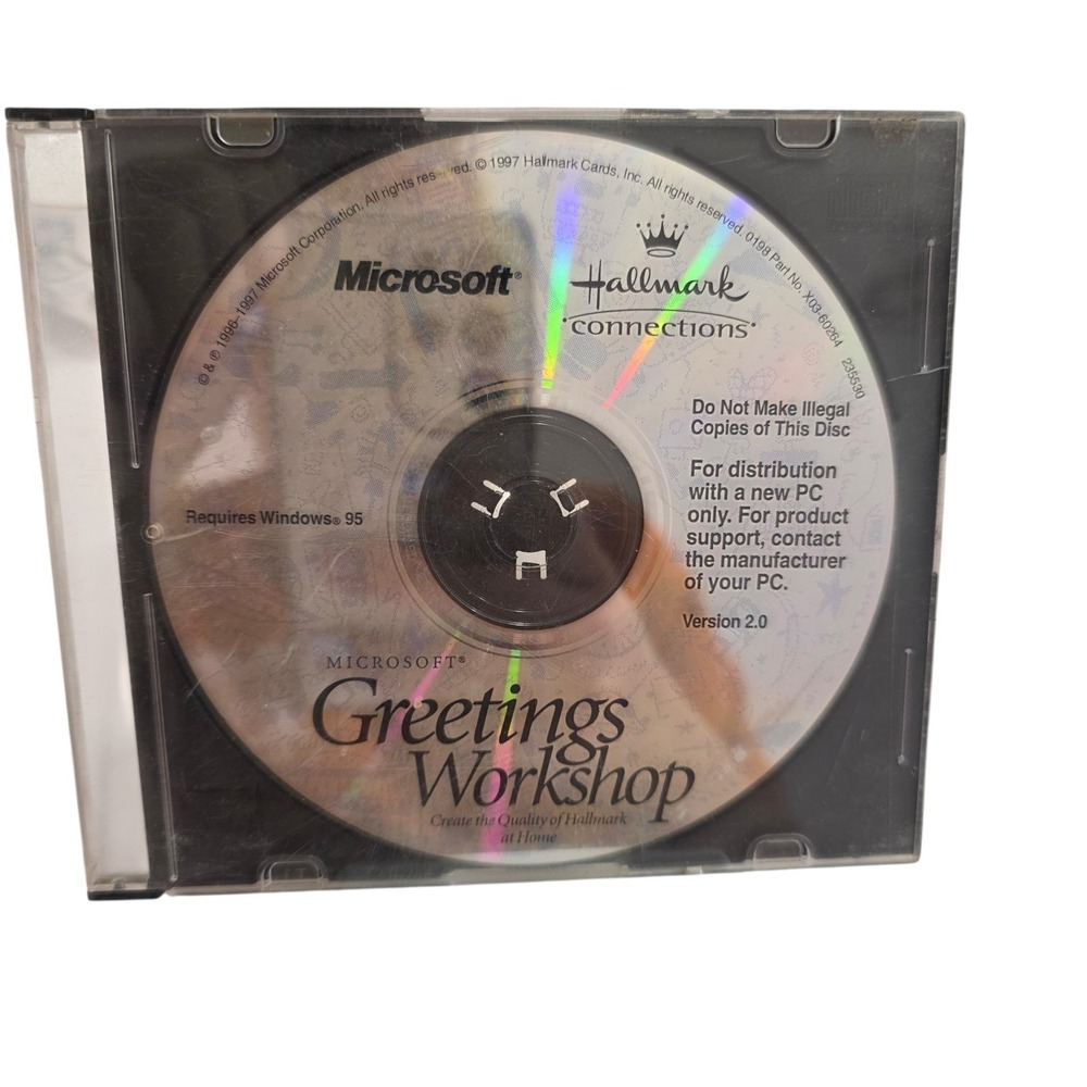 Microsoft Greetings Workshop Hallmark Connections‎ PC CD-ROM Win95 Untested